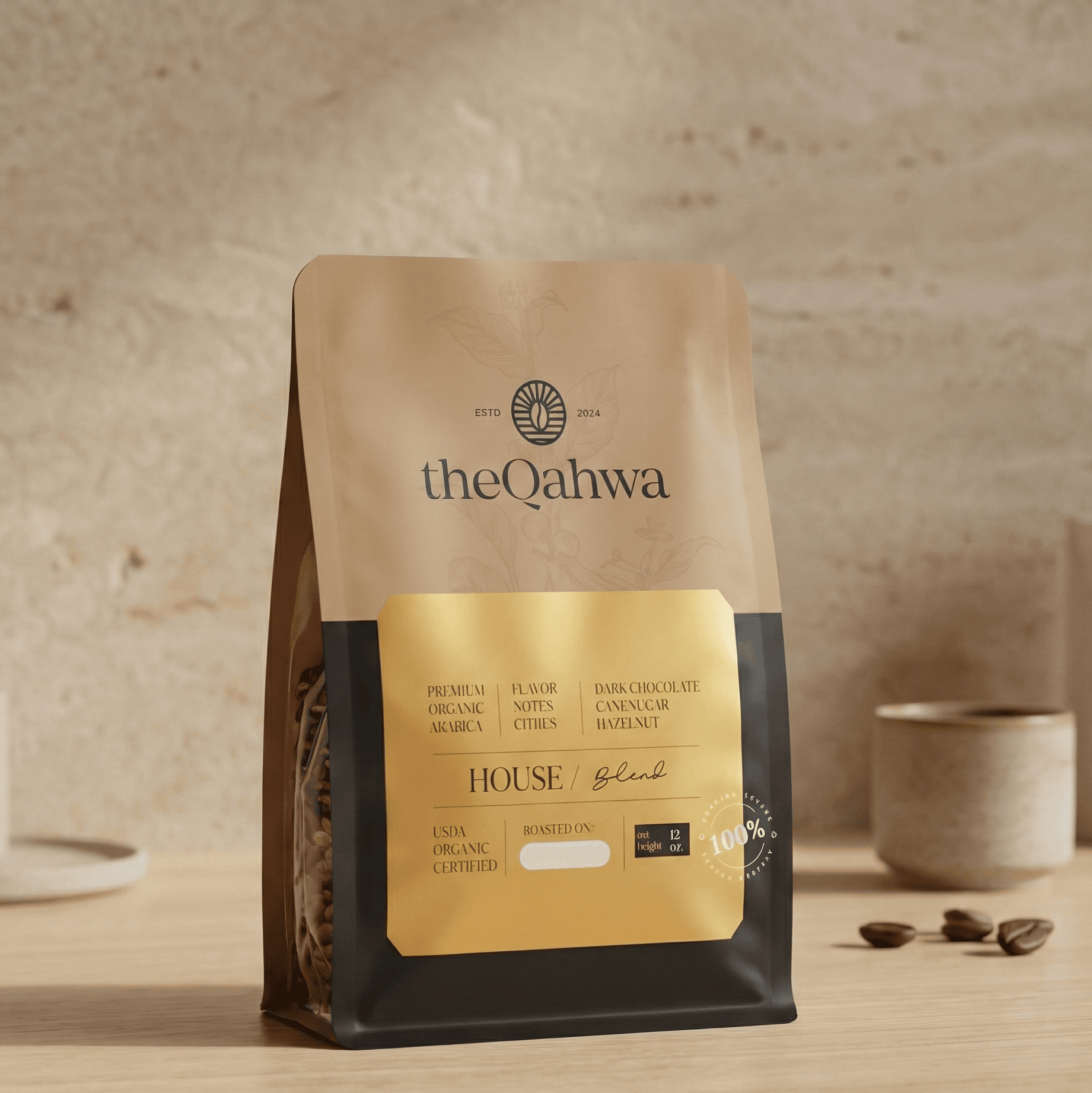 The Qahwa Roastery House Blend · 12 oz whole bean coffee bag